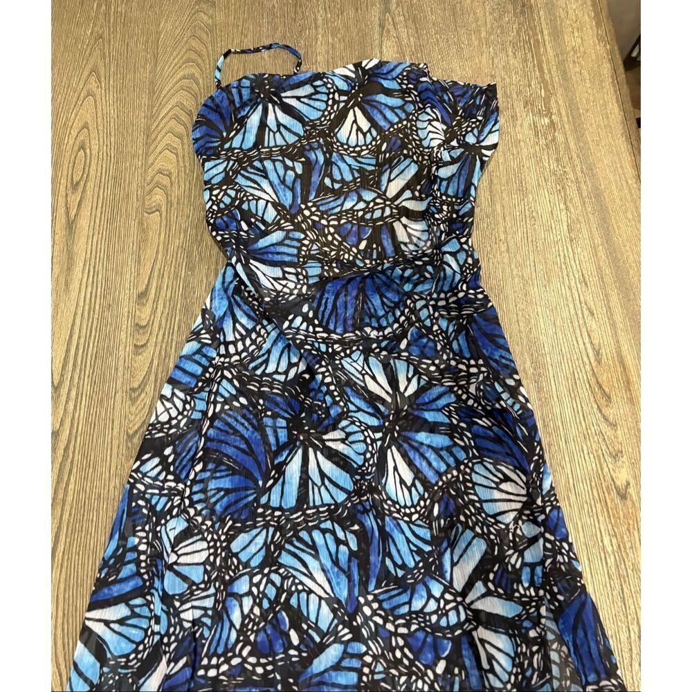 NWT Toluca Gisele Swim Cover Up Dress Maxi Cowl Neck Sheer Butterfly Adonis Sz S